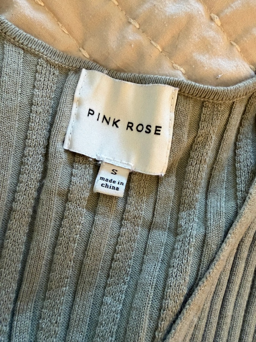 Pink Rose Sage Ribbed Wrap V-Neck Sweater - Picture 3 of 3